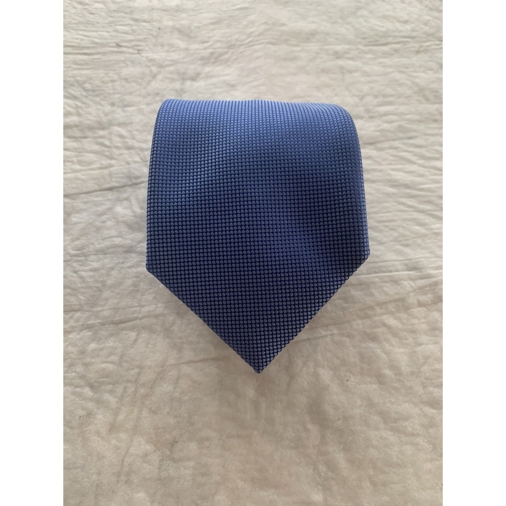 Canali 1934 Luxury Mens Tie Blue w/ Micro Dot Pattern 100% Siilk